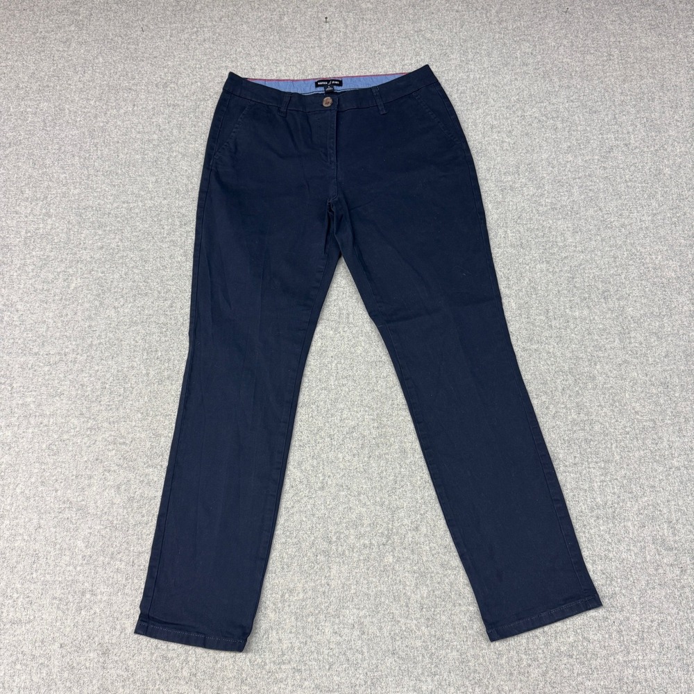 Nautica Jeans Co Chino Pants Size 4 Navy Blue Cotton Stretch Straight Leg Casual